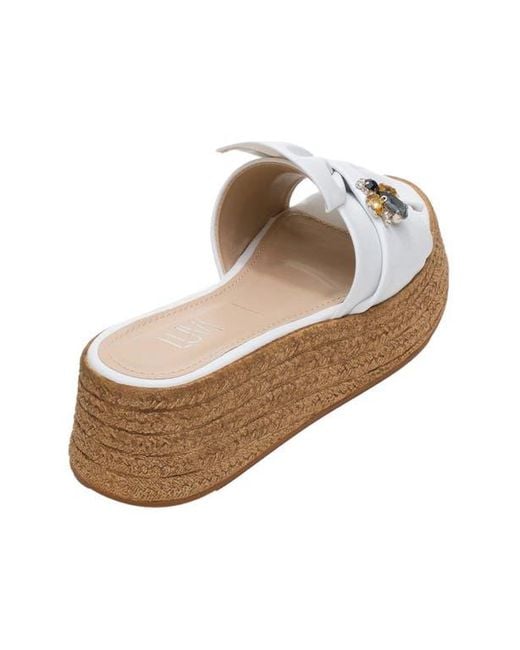 Prologue Shoes White Shara Braided Bow & Bee Buckle Platform Sandal