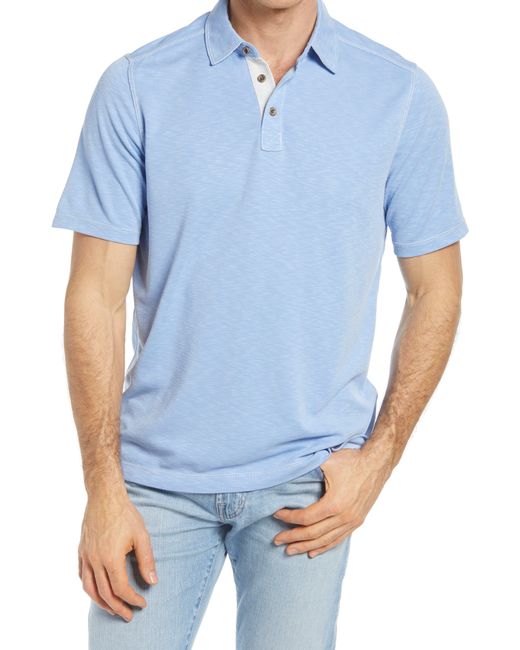 Johnston & Murphy Blue Slub Polo for men