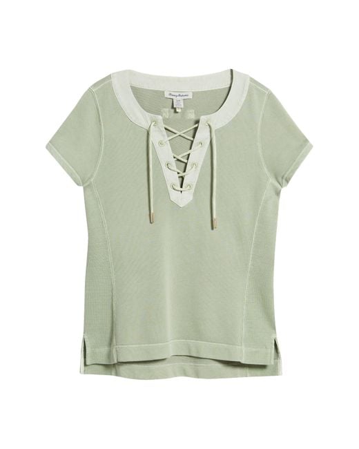 Tommy Bahama Green Sunray Cotton Lace-up Top
