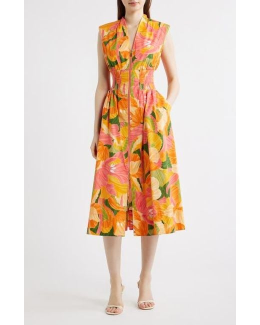 vince camuto orange dress Size 6 VINCE CAMUTO Orange Print Dress