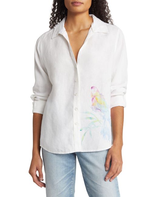 Tommy Bahama Coastal Jungle Print Linen Blouse in White Lyst