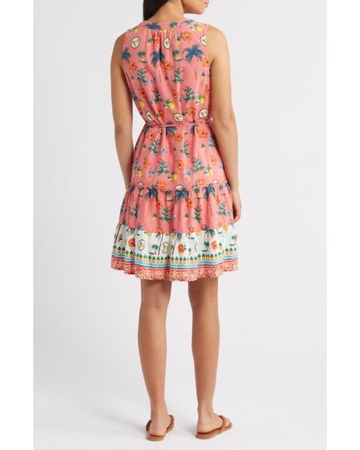 Beach Lunch Lounge Atlas Print Sleeveless Tiered Dress
