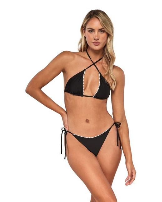 Swim Systems Brown Pom Pom Triangle Bikini Swimsuit Top