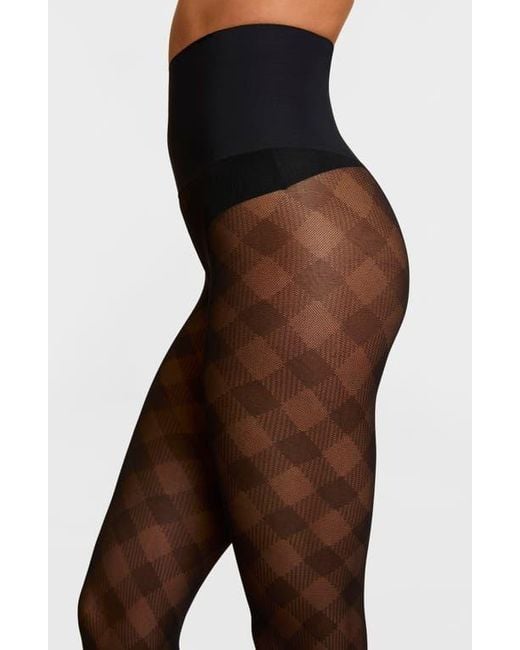 Commando Brown Plaid Sheer Tights