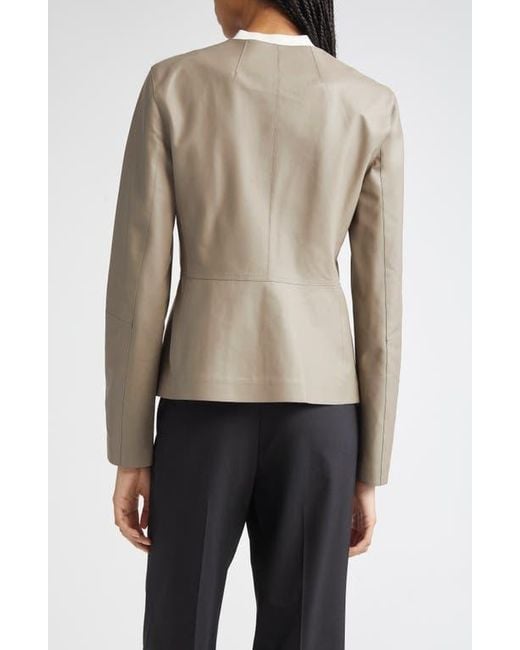 Lafayette 148 New York Natural Fitted Waist Collarless Jacket