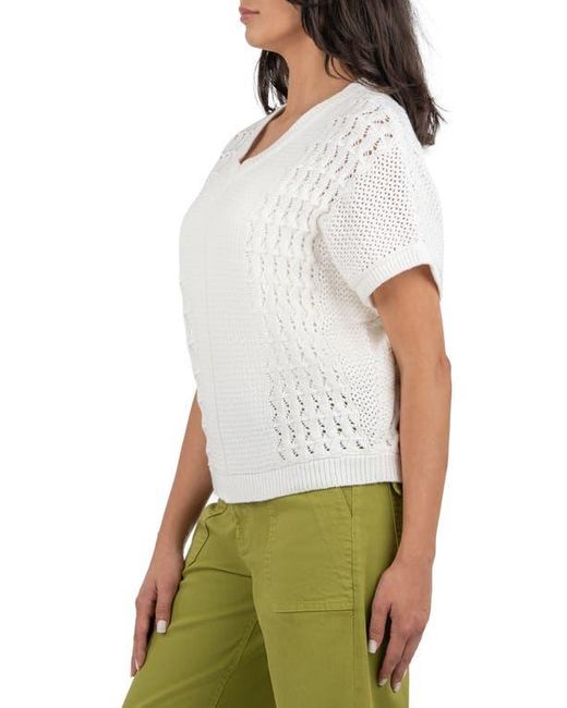 Kut From The Kloth White Tilda Open Stitch Organic Cotton Pullover