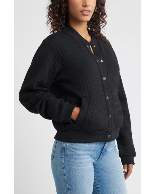 Caslon Black Quilted Cotton Bomber Jacket