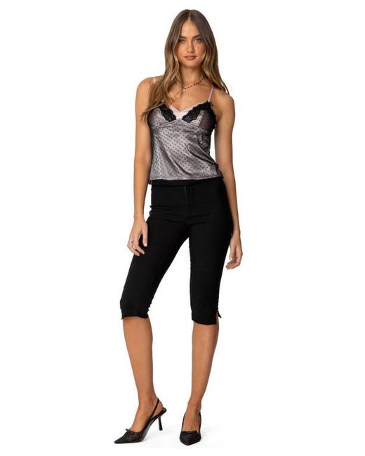 Edikted Black Janie Layered Polka Dot Mesh Camisole