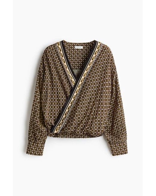 H&M Brown Viscose Wrap Blouse
