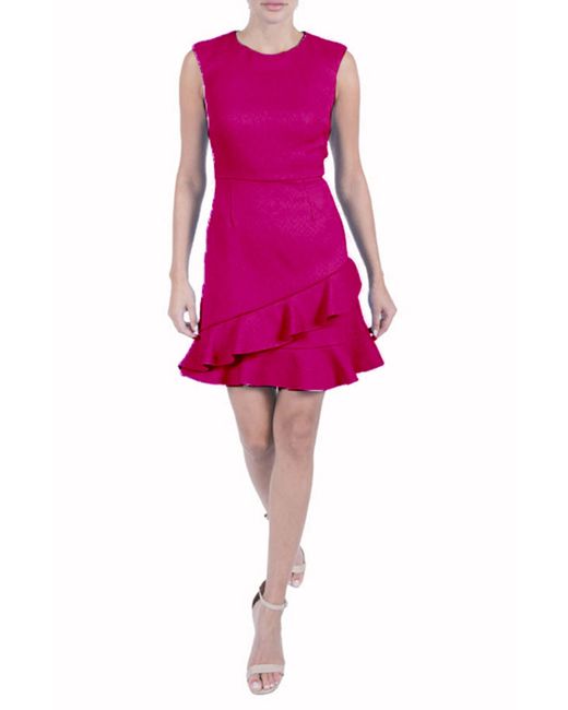 Julia Jordan Pink Double Flounce Sleeveless Dress