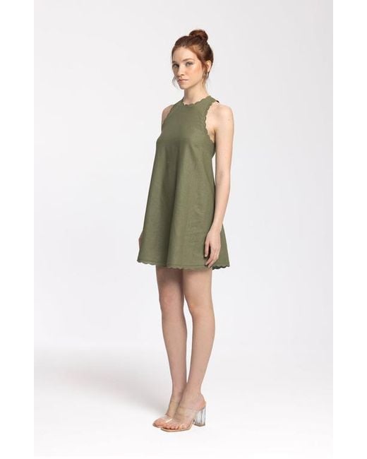 Monlicia Green Calia Cream Mini Linen Dress