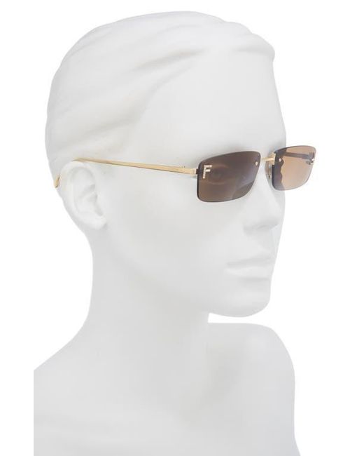 Fendi Brown First Crystal 54Mm Rimless Rectangular Sunglasses