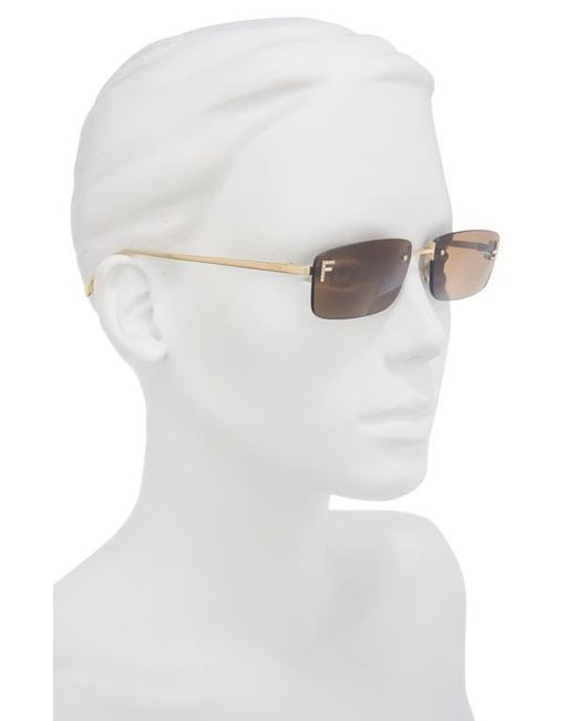 Fendi Brown First Crystal 54Mm Rimless Rectangular Sunglasses