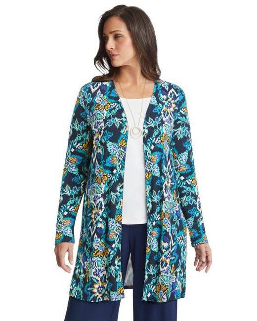 Jessica London Blue Everyday Stretch Knit Open Front Cardigan
