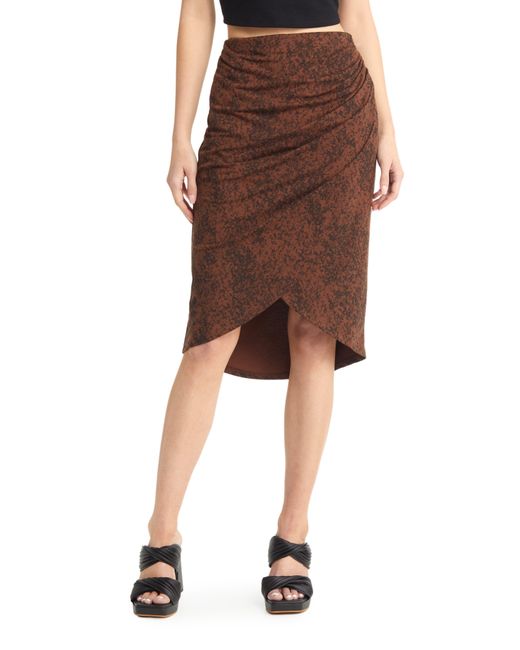 Open Edit Brown Ruched Tulip Hem Skirt