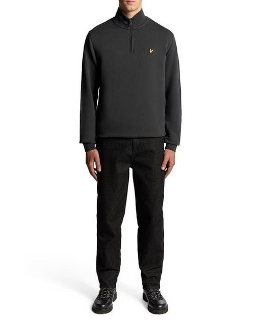 Lyle & Scott Black Loopback Quarter Zip Sweat for men