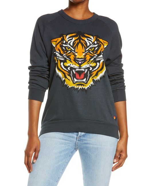 Aviator Nation Black Tiger Print Sweatshirt