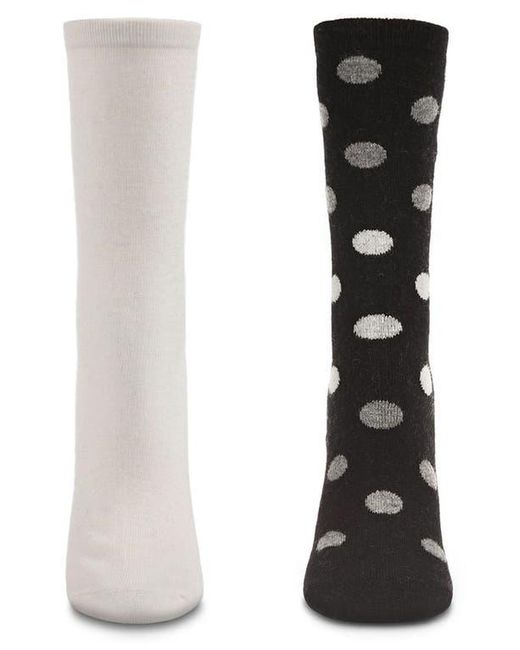 Memoi Black Assorted 2-Pack Crew Socks