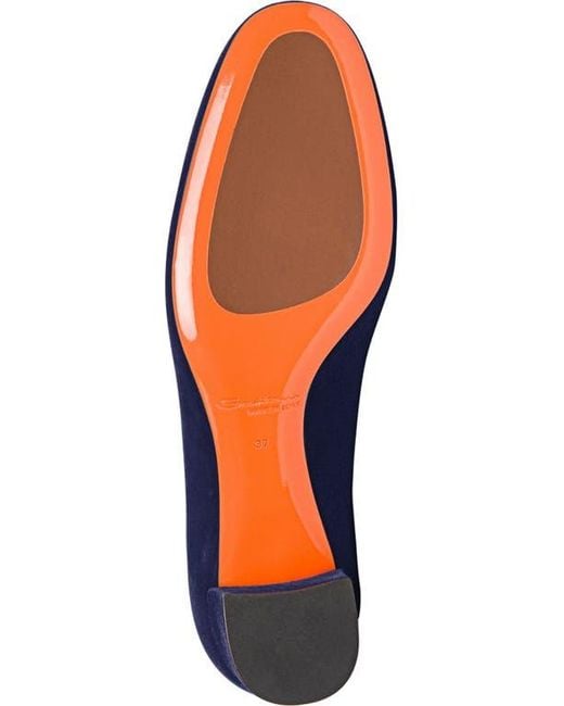 Santoni Blue Suede Low-Heel Pump