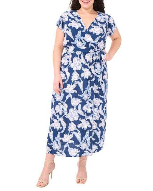 Cece Blue Floral Faux Wrap Maxi Dress