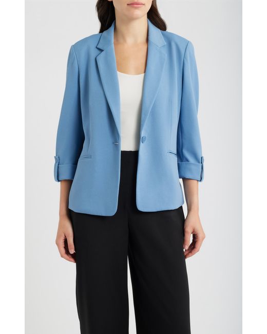 Anne Klein Blue Single Button Notch Collar Blazer