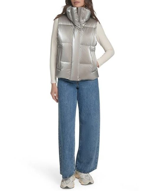 Levi's Gray Regular Stand Collar Puffer Vest Jacket