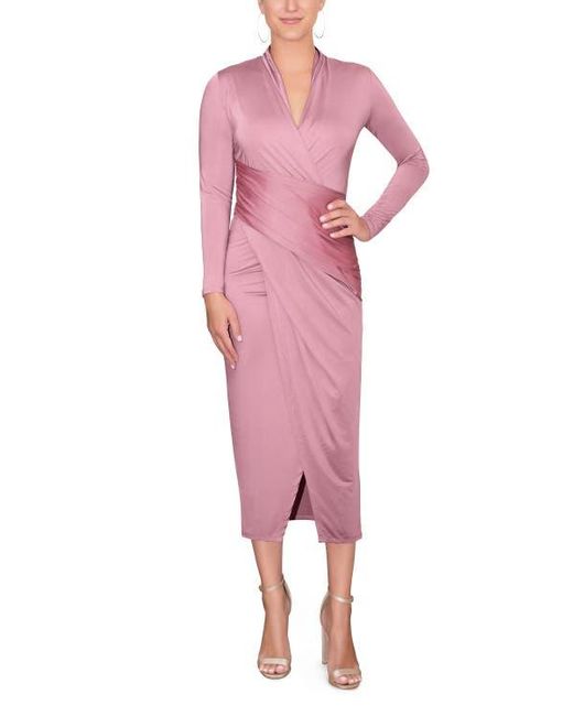Rachel Roy Pink Bret Wrap Front Midi Dress