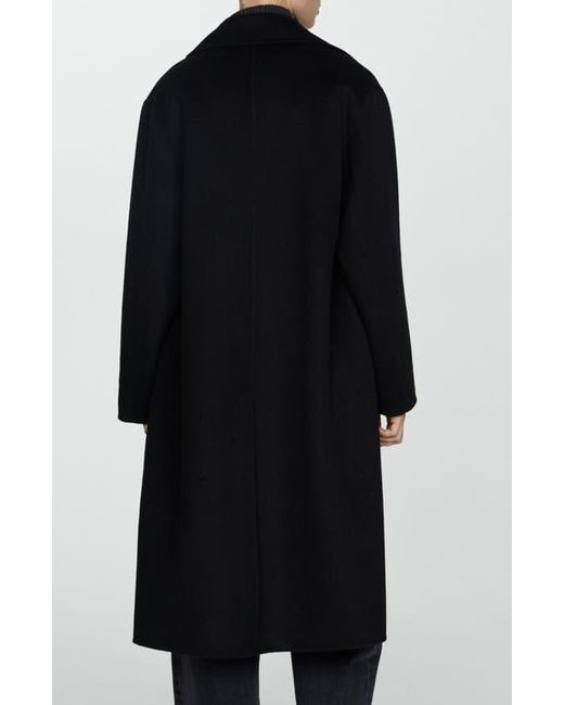 Mango Black Picarol Oversize Double Breasted Wool Blend Coat
