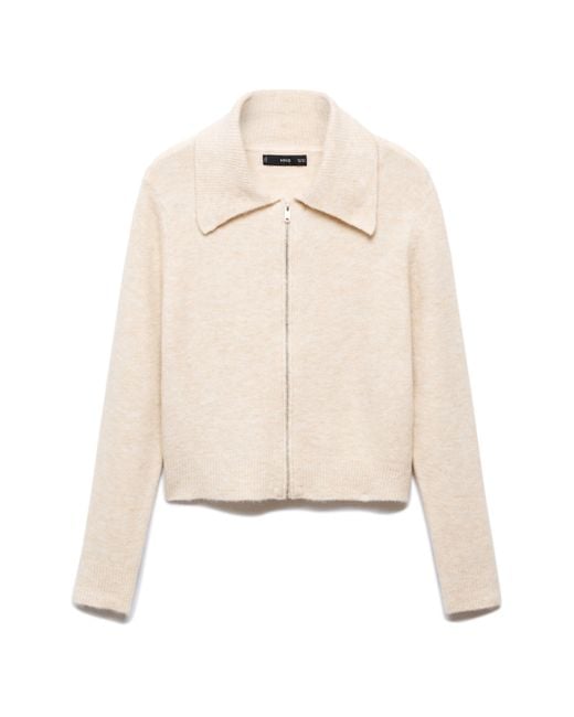 Mango Collar Zip Sweater in White Lyst