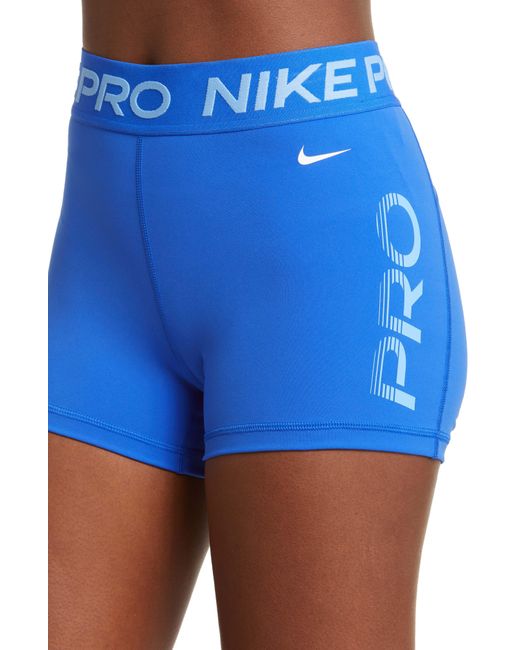 Nike Blue Pro Dri-fit Mid Rise Training Shorts