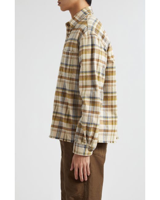 John Elliott Natural Hemi Oversize Plaid Flannel Button-up Shirt for men