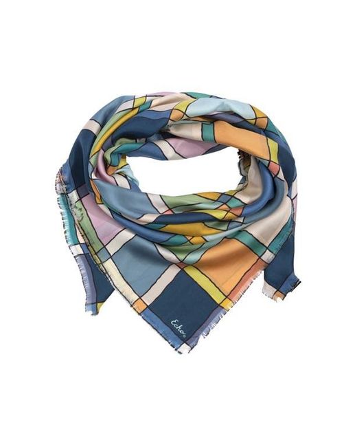 Echo Blue Windowpane Silk Square