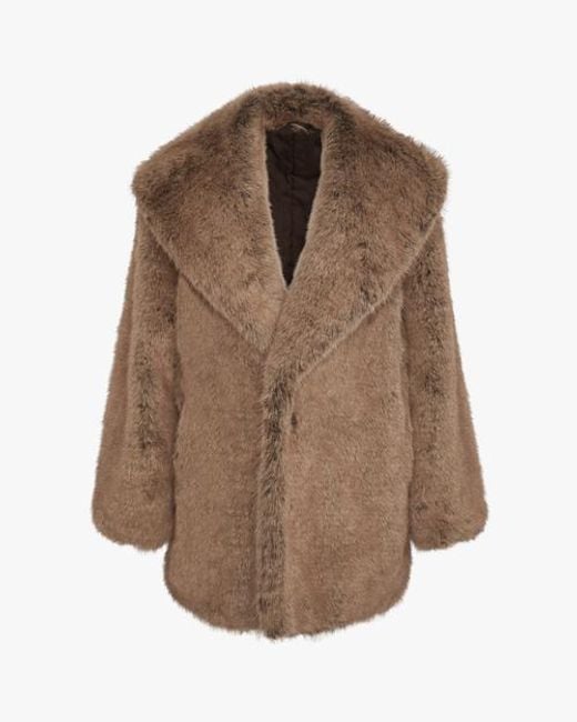WeWoreWhat Brown Shawl Collar Faux Fur Jacket