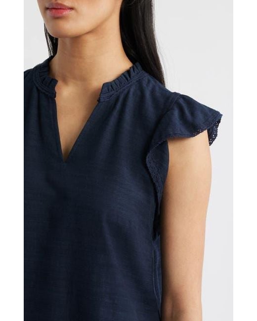 Wit & Wisdom Blue Flutter Sleeve Jersey Top