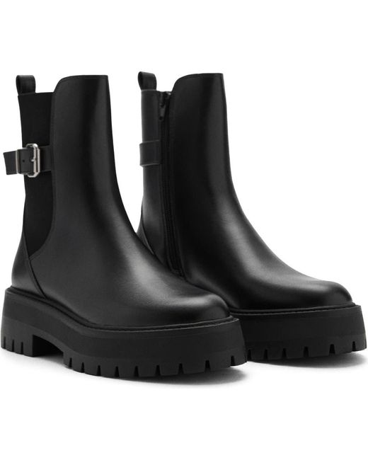 Mango Black Lug Sole Chelsea Boot