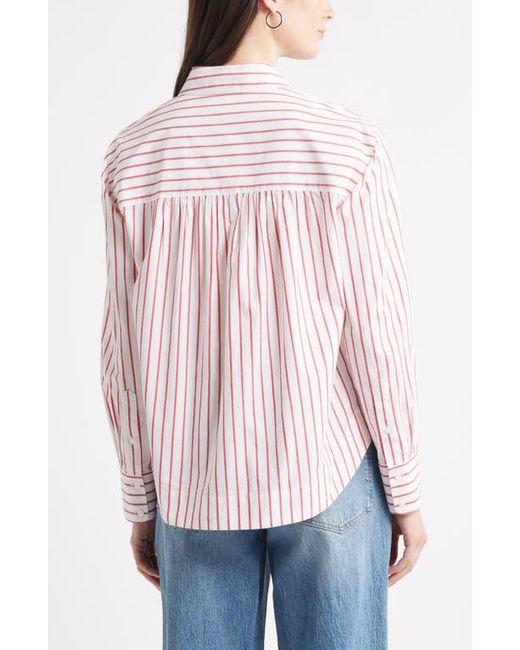 Caslon Red Long Sleeve Drop Hem Button-Up Shirt