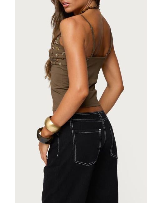 Edikted Black Nora Button Camisole
