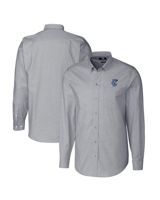 Cutter & Buck Gray Corpus Christi Hooks Oxford Stretch Long Sleeve Button-down Dress Shirt At Nordstrom for men
