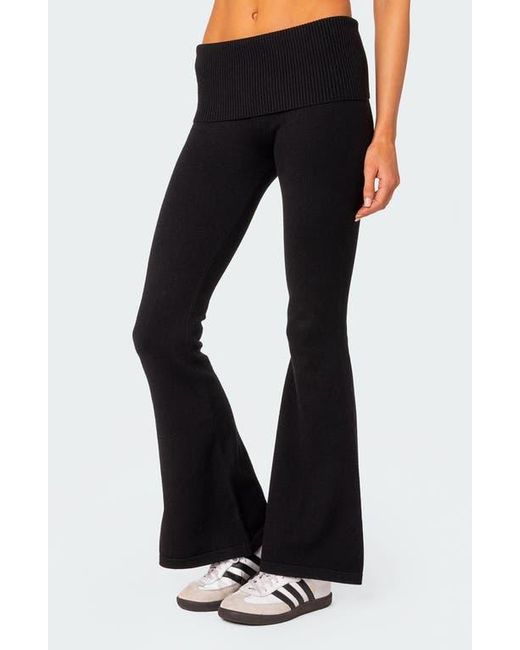 Edikted Blue Desiree Foldover Flare Pants