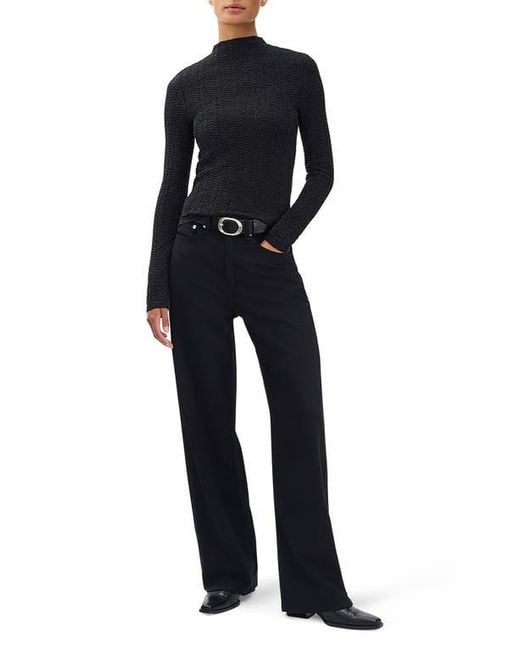 Rag & Bone Black Francesca Merino Wool Crop Sweater