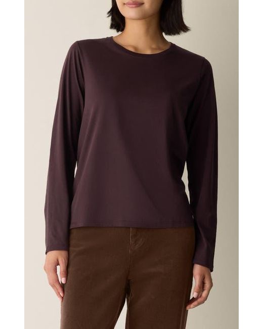 Eileen Fisher Women's Brown Organic Cotton Long Sleeve T-Shirt