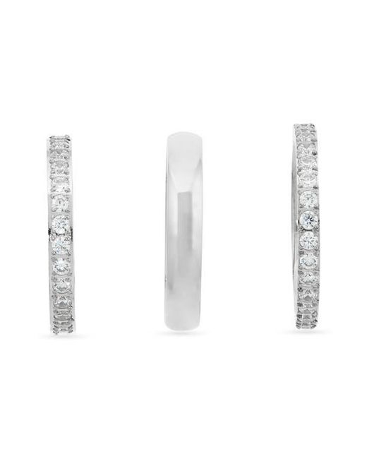 Nordstrom White Set Of 3 Waterproof Cubic Zirconia Stackable Rings