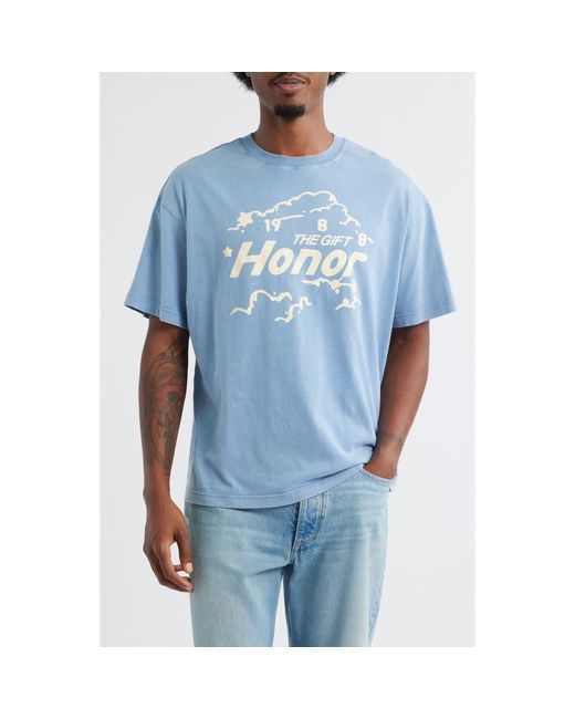 Honor The Gift Blue The Clouds Cotton Graphic T-Shirt for men