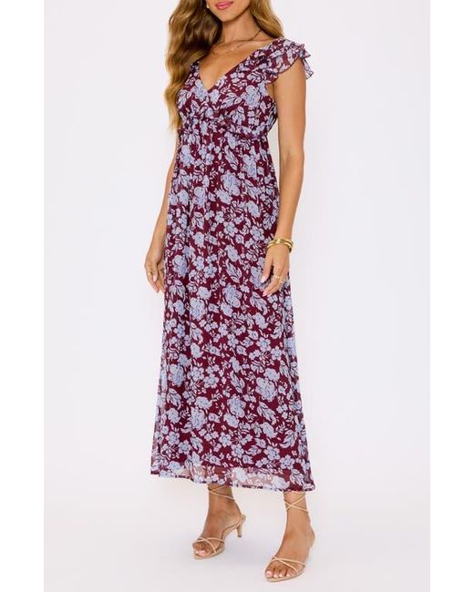 Vici Collection Red Enchanting Floral Ruffle Maxi Dress