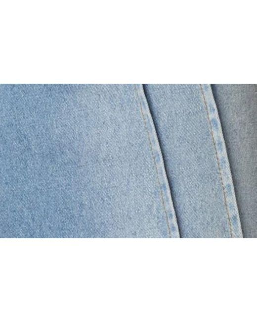 Edikted Blue Valencia Ruffle Slit Front Denim Maxi Skirt