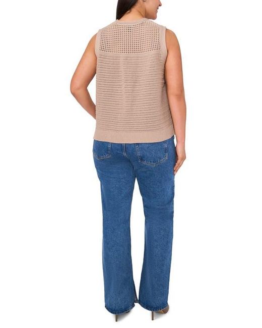 Halogen® Natural Open Stitch Side-Button Cotton Sweater Tank