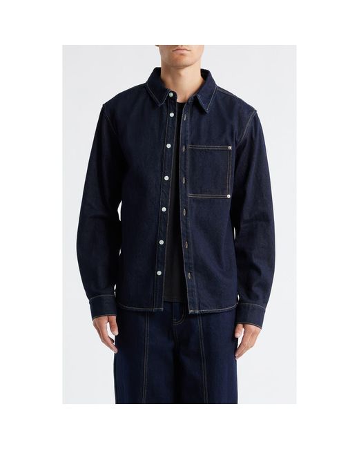 KROST Blue Cotton Denim Button-Up Shirt for men