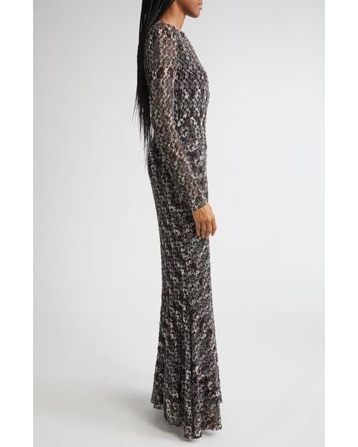 Missoni Gray Knit Metallic Lace Maxi Dress