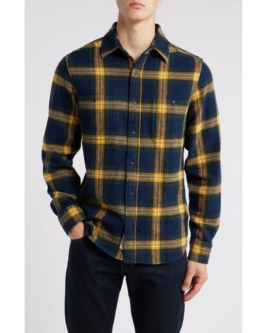 Schott Nyc Blue Two-Pocket Long Sleeve Flannel Button-Up Shirt for men