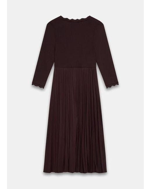 Mint Velvet Brown Scallop Trim Midi Dress